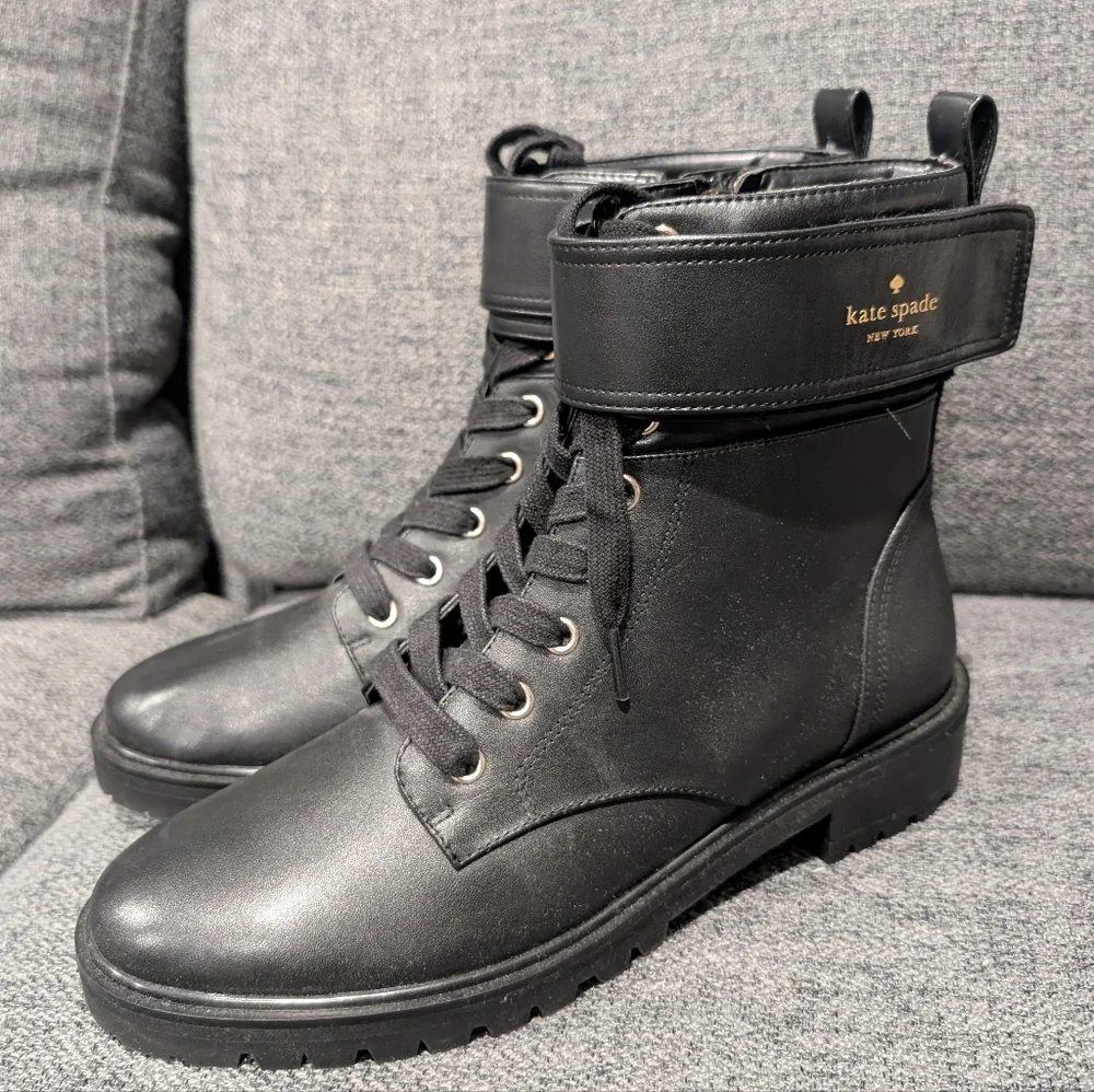 Kate Spade Black Leather Ankle Boots